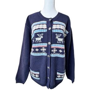 Northern Reflections Vintage Embroidered Ramie Cotton Blend Christmas Sweater L